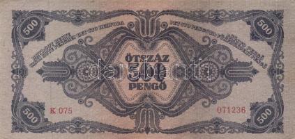 1945. 500P (10x) közte 5db orosz "P" betű helyett magyar "N" betű T:II,II-,III