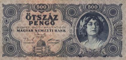 1945. 500P (10x) közte 5db orosz "P" betű helyett magyar "N" betű T:II,II-,III