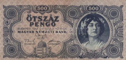 1945. 500P (10x) közte 5db orosz "P" betű helyett magyar "N" betű T:II,II-,III