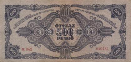 1945. 500P (10x) közte 5db orosz "P" betű helyett magyar "N" betű T:II,II-,III