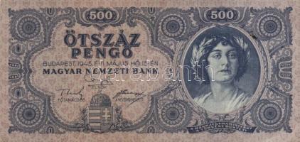 1945. 500P (10x) közte 5db orosz "P" betű helyett magyar "N" betű T:II,II-,III
