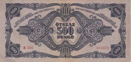 1945. 500P (10x) közte 5db orosz "P" betű helyett magyar "N" betű T:II,II-,III
