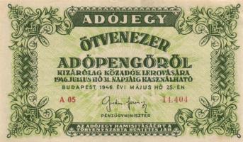 1946. 50.000AP + 100.000AP T:I,II + 1.000.000AP hátlapon fordított címer! T:III