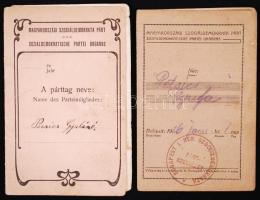 cca 1926 Magyarországi Szociáldemokrata Párt, 2db tagsági igazolvány