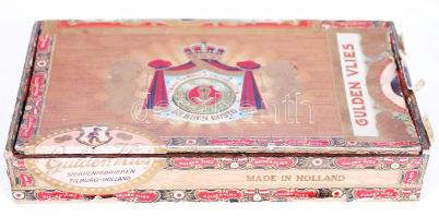 cca 1930 Gulden Vlies holland szivarosdoboz, benne klf szivarcímkék