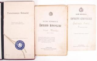 1915-1937 2db Elemi népiskolai és 1db polgári iskolai értesítő könyvecske