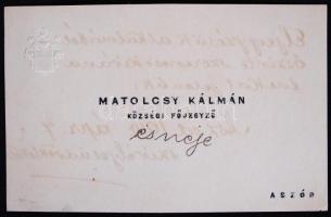 1910 Az aszódi főjegyző címeres névjegykártyája eljegyzési jókívánságaival