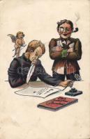 Studentika, Soproni Diákélet, "Nehéz feladat" litho (fa)