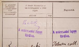 1902-1903 Leckekönyv a Királyi Magyar Tudományegyetem Bölcsészettudományi Karáról számos neves professzor aláírásával, úgymint Négyessy László, Szinnyei József, P. Thewrewk Emil, Lóczy Lajos, etc.