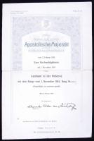 1915-1916 2db, hadnagyi és főhadnagyi kinevezés szecessziós stílusú, díszes oklevele, 44x29,5cm