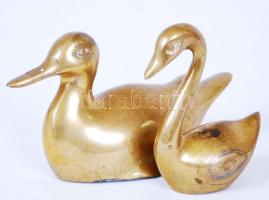 Sárgaréz kacsa és hattyú, h:7-15 cm, m:8-10 cm, / Yellow copper duck and swan