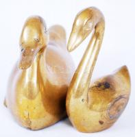 Sárgaréz kacsa és hattyú, h:7-15 cm, m:8-10 cm, / Yellow copper duck and swan