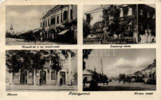 Fehérgyarmat vasútállomás, Kossuth tér, gazdasági iskola, Fő utca (ázott / wet damage)