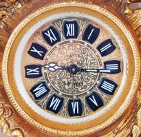 Corsar 4 köves, aranyozott modern neobarokk stílusú fali óra, m:49 cm, sz:27 cm / Baroque style cloc...