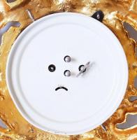 Corsar 4 köves, aranyozott modern neobarokk stílusú fali óra, m:49 cm, sz:27 cm / Baroque style cloc...