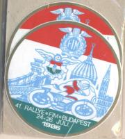 Budapest 1986. "FIM / 41. Túramotoros Rally" bontatlan csomagolású emlékérem, jelvény, kit...