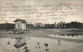 Balatonszemes Balaton part, fürdő, kollázs / collage (fa)