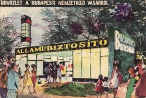 Budapest XIV. Városliget Budapesti Nemzetközi Vásár, az Állami Bizotsító pavilonja, szignós / artist signed (EB)