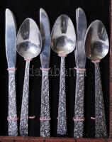 Jelzett alpakka 6 személyes evőeszköz készlet, eredeti dobozában/ Alpaca canteen of cutlery