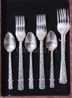 Jelzett alpakka 6 személyes evőeszköz készlet, eredeti dobozában/ Alpaca canteen of cutlery
