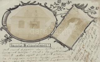 1899 Balázstelke post office photo, handmade card (b)