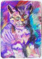 Olvashatatlan jelzéssel: Cica. Pasztell, papír, 44×31 cm