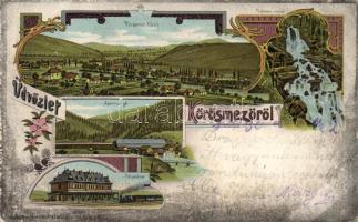 Kőrösmező with railway station litho