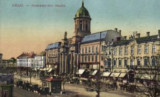 Arad Andrássy square, Hotel White Cross, catholic church (EB)