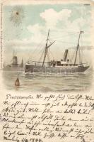 1898 Cargo ship litho (small tear)