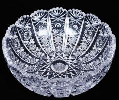 Ólom kristály kínálótál, csiszolt, metszett, d:23 cm, m:9 cm / Lead crystal bowl