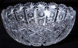Ólom kristály kínálótál, csiszolt, metszett, d:23 cm, m:9 cm / Lead crystal bowl