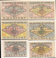 Budapest 1920. "Világítási és Vízmű R.T." Utalványa 20f, 50f, 1K, 2K, 5K, 10K T:I