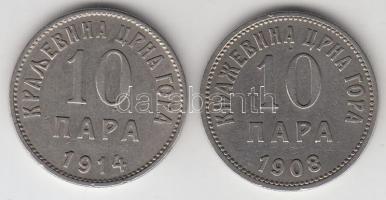 Montenegró 1908. 10P + 1914. 10P T:2 Montenegro 1908. 10 Para + 1914. 10 Para C:XF