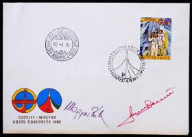 1980 Farkas Bertalan és Magyari Béla aláírása  Interkozmosz FDC-n