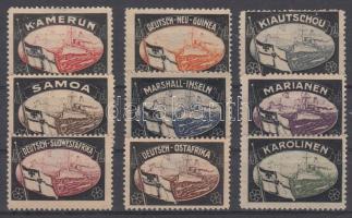 Elveszett német gyarmatok gyász- levélzárói 9 db