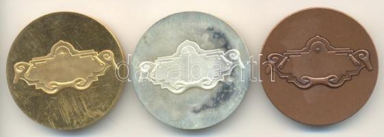 Bozó Gyula (1913-2004) DN 3db Házasságkötési emlékérem, Br, ezüstözött és aranyozott (42,5mm) T:1,PP