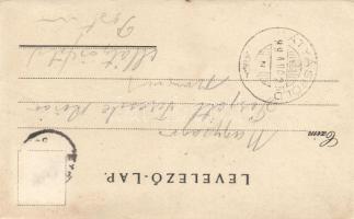 1899 Kiscell Zsinagóga, vasútállomás, floral litho