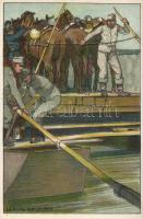 K. u. K. military, bridge construction, litho s: Ludwig Koch