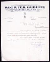 1932 Hivatalos levél Richter Gedeon Vegyészeti Gyár R.t. fejléces papíron, bélyegzett aláírással