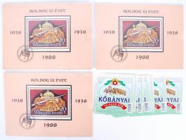 cca 1970-1988 3 db bélyeges témájú naptár, + 30 sörcímke