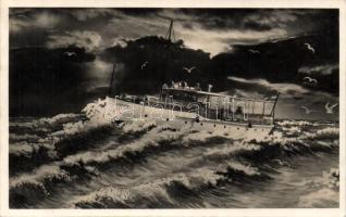 Balaton a Csongor gőzös viharban