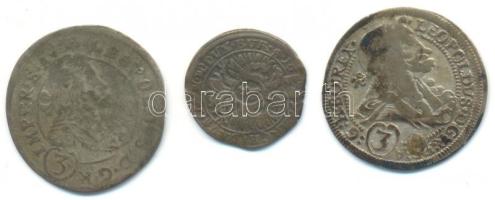 Ausztria 1693-1703. 3Kr Ag (2x) + 1Kr "I. Lipót" T:2-,3 Austria 1693-1703. 3 Kreuzer Ag (2x) + 1 Kreuzer "Leoplod" C:VF,F