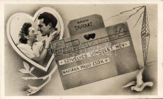 Nameday, radio telegram, romantic couple