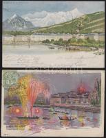 4 svájci képeslap közte litho