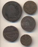Ausztria/magyar verdejel 1812O 1Kr + 3Kr + 1816O 1/4Kr + 1/2Kr + 1Kr T:2-,3
