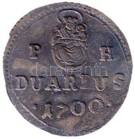 1700KB Duarius Ag "I. Lipót" (0.61g) T:2,2- Hungary 1700KB Duarius Ag "Leopold" (0.61g) C:aXF Huszár: 1499., Unger II.: 1105.a