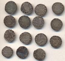 1579-1893. Denár Ag (15db) "Rudolf" mind klf évszámmal T:2,2-,3 Huszár 1059; Unger II.: 811.a