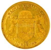 1910KB. 10K Au "Ferenc József" (3.39g/0.900) T:2
Hungary 1910. 10 Kronen Au "Franz Jo...