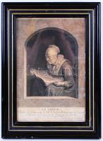 Gerard Douw (Gerrit Dou) (1613-1675) - J. G. Wille (1715-1808): La Liseuse. Rézkarc, papír, üvegezett keretben, 51x39cm