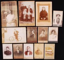 cca 1870-1910 12 db keményhátú fotó különböző méretekben / vintage photos